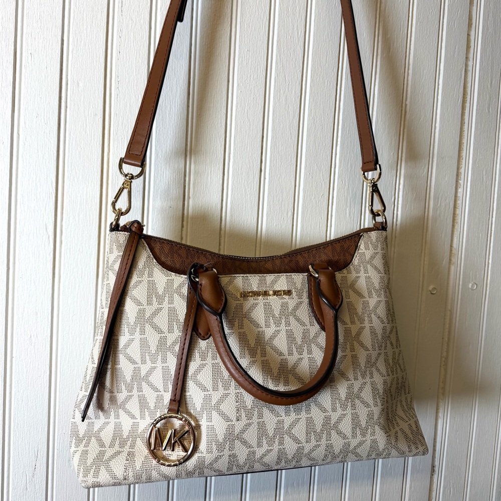 Michael Kors Beige and Brown Signature Tote Bag